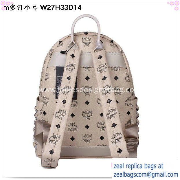 High Quality Replica MCM Small Stark Front Studs Backpack MC4237S Beige - Click Image to Close